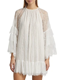Delia Lace Ruffled Tunic Minidress