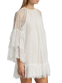 Delia Lace Ruffled Tunic Minidress