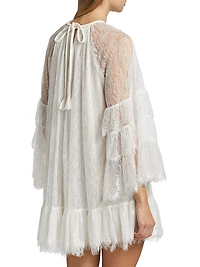 Delia Lace Ruffled Tunic Minidress