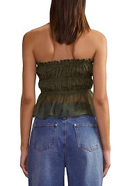 Silk Buckle-Strap Smock Top