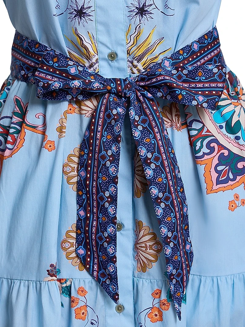 Pia Paisley Tie-Waist Midi Shirtdress