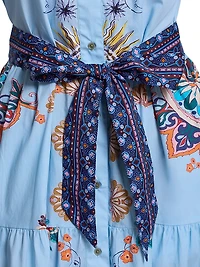 Pia Paisley Tie-Waist Midi Shirtdress