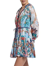 Sydney Floral Silk-Blend Tie-Waist Minidress