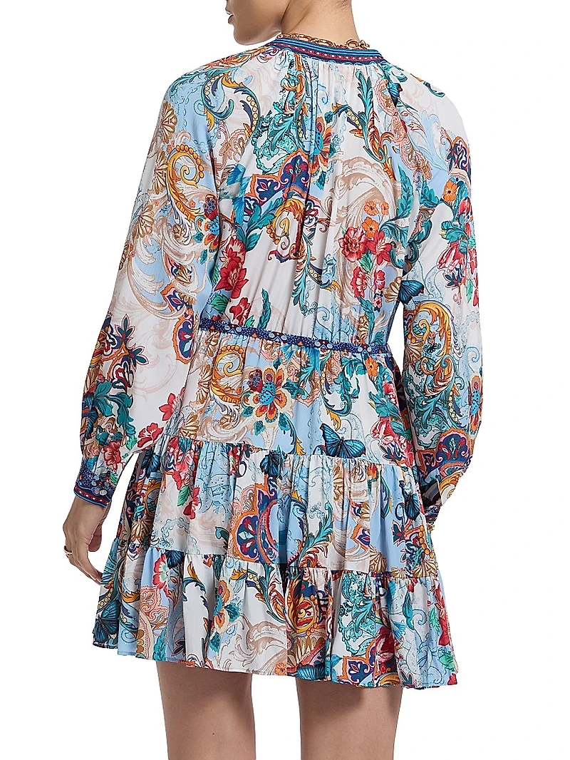 Sydney Floral Silk-Blend Tie-Waist Minidress