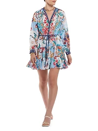 Sydney Floral Silk-Blend Tie-Waist Minidress
