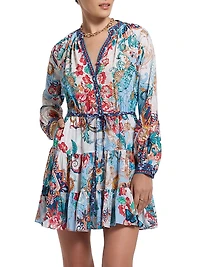 Sydney Floral Silk-Blend Tie-Waist Minidress