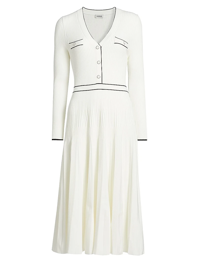 Heloisa Piped Rib-Knit Midi-Dress