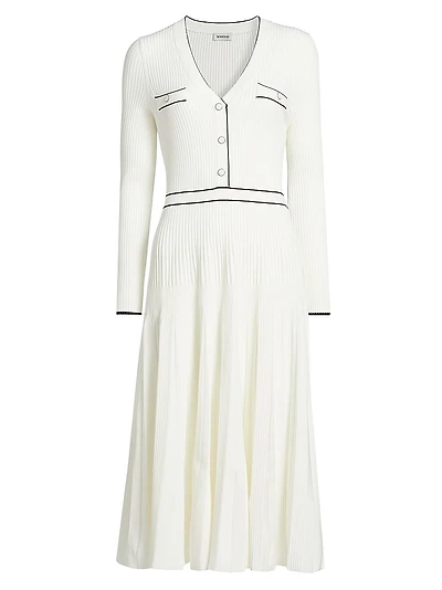 Heloisa Piped Rib-Knit Midi-Dress