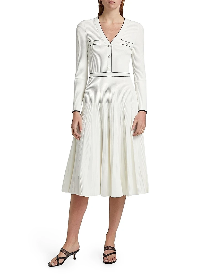 Heloisa Piped Rib-Knit Midi-Dress