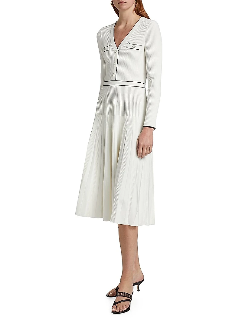 Heloisa Piped Rib-Knit Midi-Dress