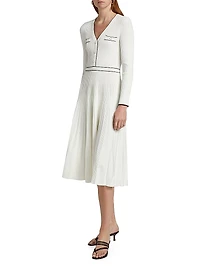 Heloisa Piped Rib-Knit Midi-Dress