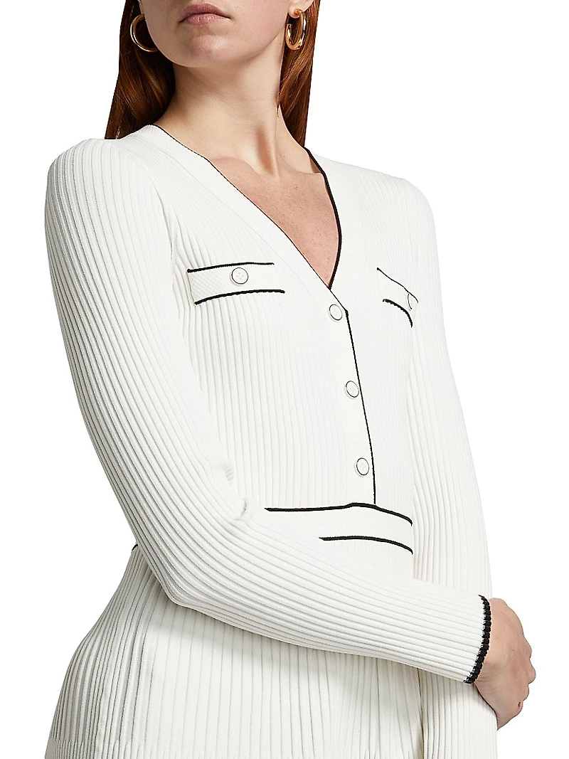 Heloisa Piped Rib-Knit Midi-Dress