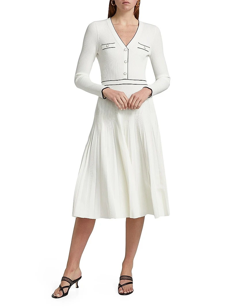 Heloisa Piped Rib-Knit Midi-Dress