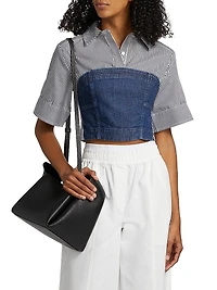 Adams Striped Stretch-Cotton Crop Shirt