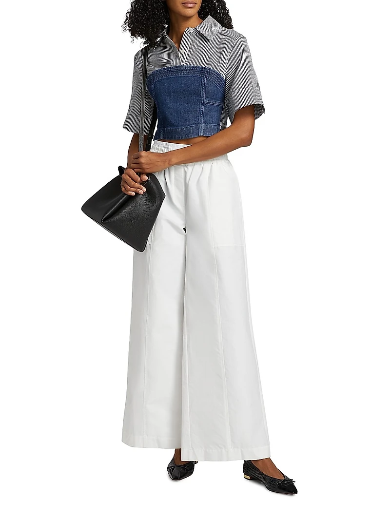 Adams Striped Stretch-Cotton Crop Shirt