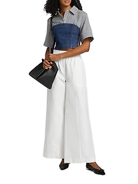 Adams Striped Stretch-Cotton Crop Shirt