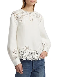 Wendlyn Linen-Blend Long-Sleeve Top