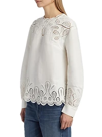 Wendlyn Linen-Blend Long-Sleeve Top