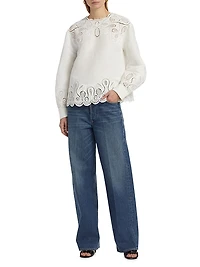 Wendlyn Linen-Blend Long-Sleeve Top