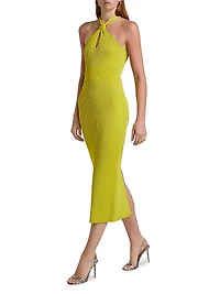 Celaena Rib-Knit Halter Midi-Dress