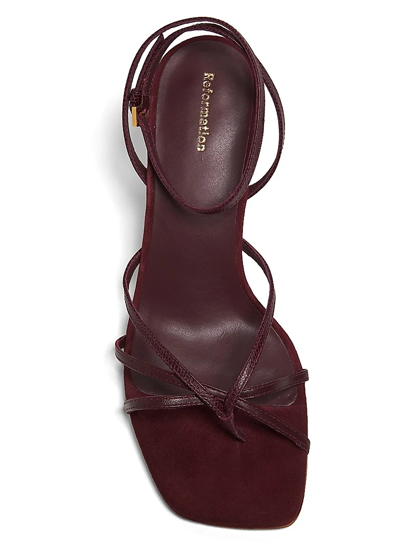 Gen 75MM Snake-Embossed Leather Sandals