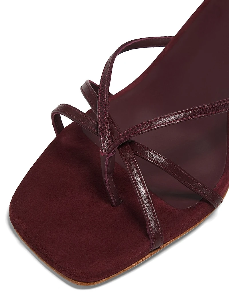 Gen 75MM Snake-Embossed Leather Sandals