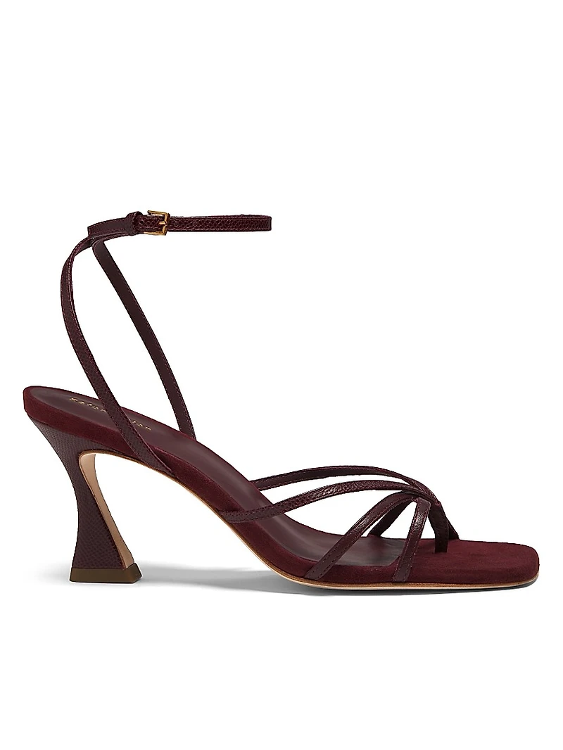 Gen 75MM Snake-Embossed Leather Sandals