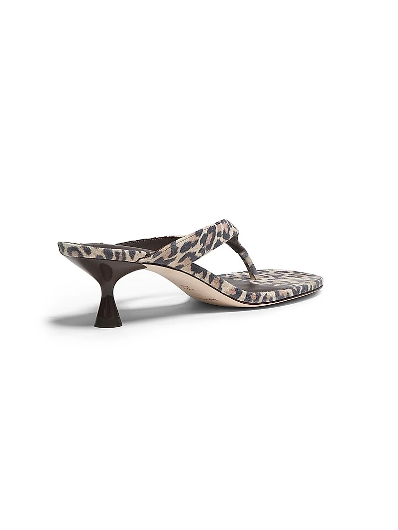 Sophie 50MM Leopard-Print Suede Sandals