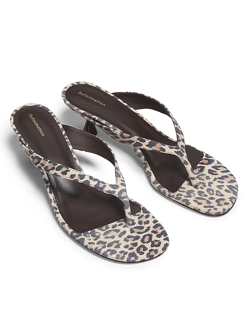 Sophie 50MM Leopard-Print Suede Sandals