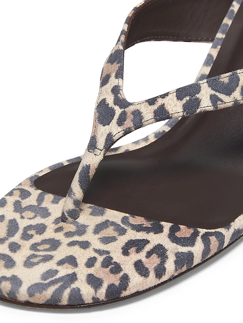Sophie 50MM Leopard-Print Suede Sandals