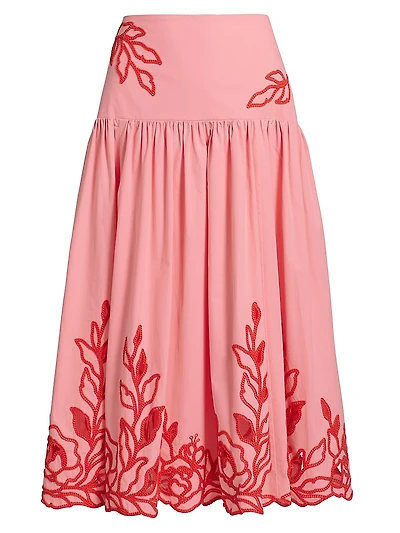 Trailing Peonies Tilda Midi-Skirt