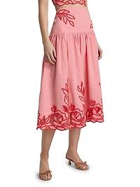 Trailing Peonies Tilda Midi-Skirt