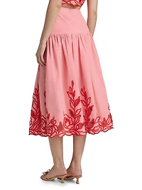 Trailing Peonies Tilda Midi-Skirt