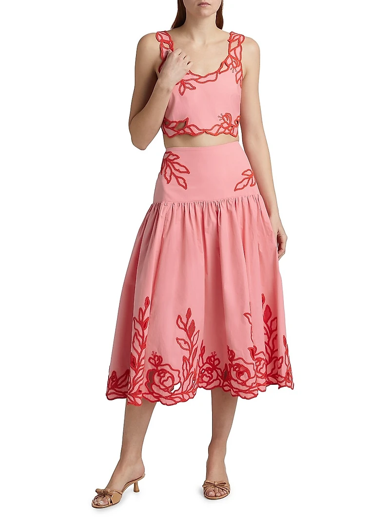 Trailing Peonies Tilda Midi-Skirt