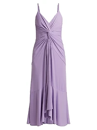 Susan Twist-Front Tulip Hem Midi-Dress