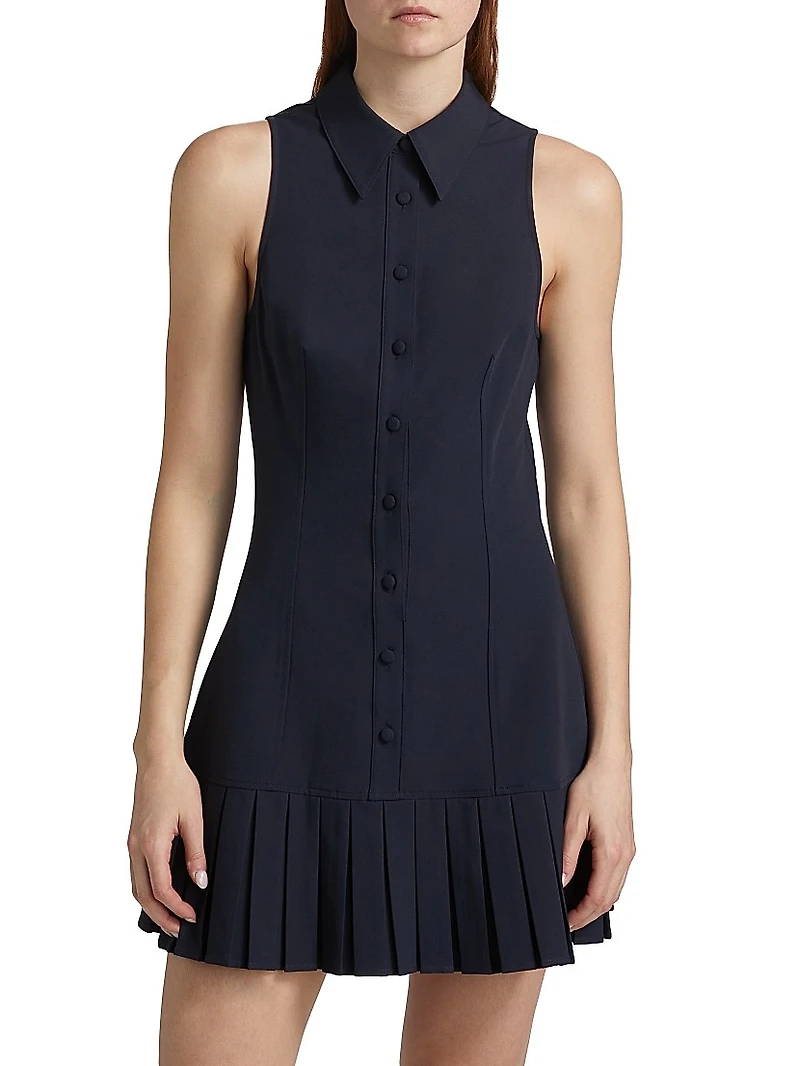 Lucilla Pleated Crepe A-Line Minidress