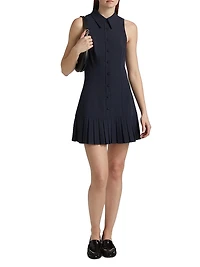 Lucilla Pleated Crepe A-Line Minidress