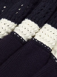 Elvire Striped Knit Short-Sleeve Polo Sweater