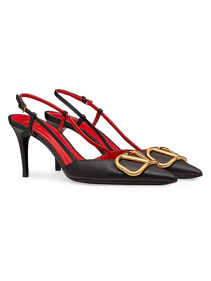 VLogo Signature Calfskin 80MM Slingback Pumps