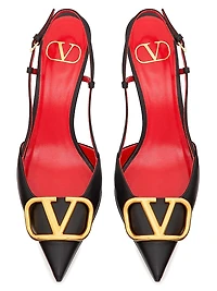 VLogo Signature Calfskin 80MM Slingback Pumps