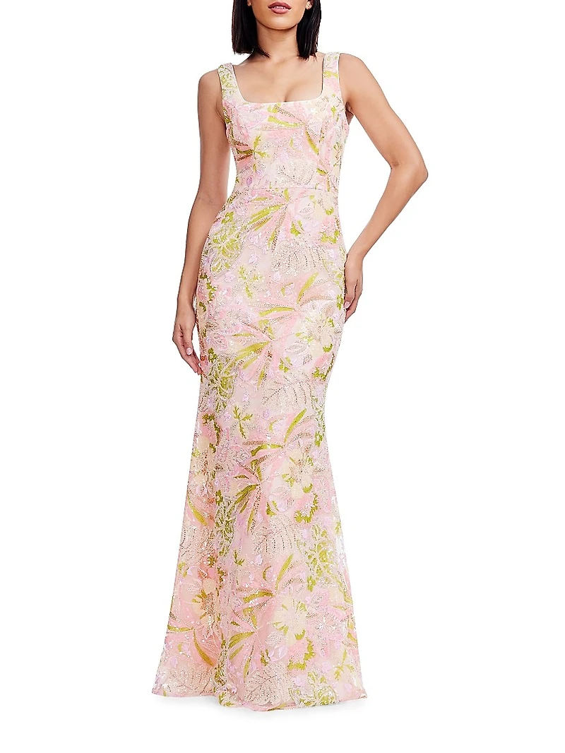 Tyra Embellished Floral Mermaid Gown