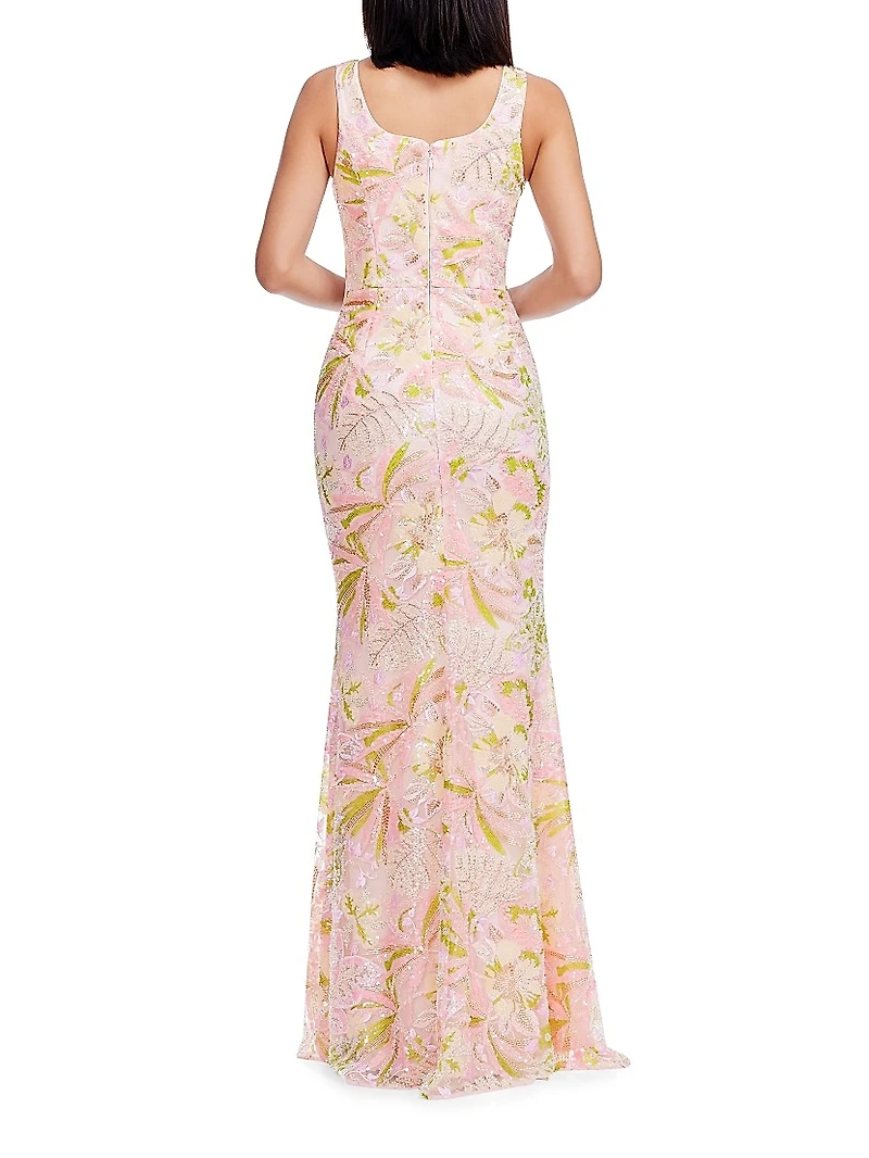Tyra Embellished Floral Mermaid Gown