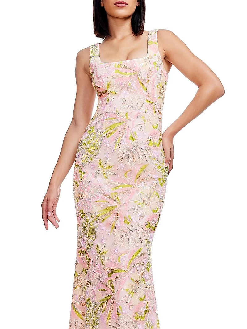 Tyra Embellished Floral Mermaid Gown