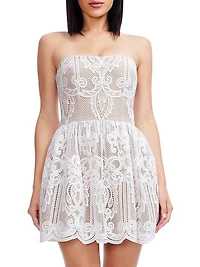 Sasha Lace Strapless Fit & Flare Minidress