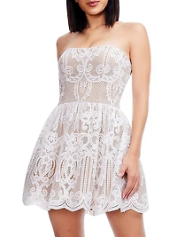 Sasha Lace Strapless Fit & Flare Minidress