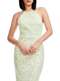 Dani Sequin Halterneck Midi-Dress