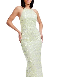Dani Sequin Halterneck Midi-Dress