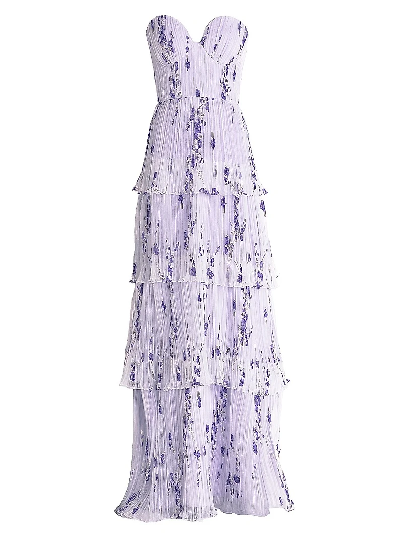 Layana Floral Tiered Bustier Gown