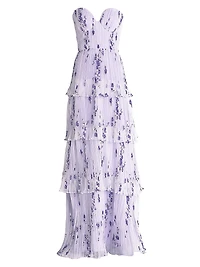 Layana Floral Tiered Bustier Gown