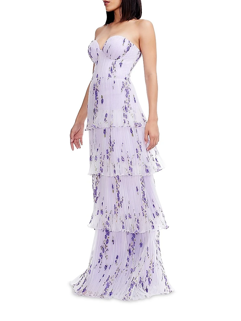 Layana Floral Tiered Bustier Gown